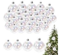 Clear Christmas Ornaments Balls, 1.2/1.6/2.0/2.4" Plastic Iridescent Ornaments Balls, 16PCS Decorative Hanging Iridescent Christmas for DIY Party Birthday Wedding Decor