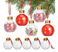 Clear Christmas Tree Booze Balls Decorations: 10 Pcs Fillable Plastic Mini Drink Balls Ornaments Funny Empty Glass Baubles Bottle Kit for Diy Crafting Xmas Tree Hanging Decor