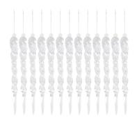 Clear Christmas Tree Pendants, Acrylic Crystal Christmas Hanging Set Icicle Hanging Ornaments with Strings for Xmas Tree Party Indoor Decorations (12Pcs)