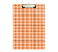 Clear Clipboard Standard A4 Letter Size Warm Orange Brown Plaid Silver