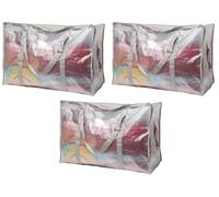 Clear Clothes Storage Bags, Heavy Duty Moving totes with Handles & Zips. House Solutions Better alternative than Storage Box's. Laundry Bags Sustainable & Water- Resistent | 3 Pack