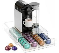 Clear Coffee Pod Storage Drawer for Nespresso Vertuo, Coffee Capsule Pod Holder with Sliding Draw, Acrylic Coffee Capsules Holder Coffee Machine Stand for Counter, Coffee Capsule Organizer - 40 Pods