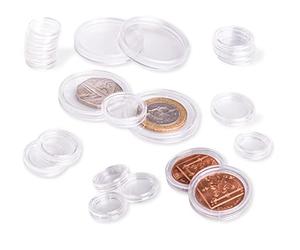 Clear Coin Capsule Holders for Professional Collectors and Hobbyists for Albums, Trays, and Displays, Heavy-Duty Plastic Storage Containers Different Sizes 10 Pieces / 20mm