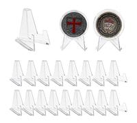 Clear Coin Display Stand - Plastic Mini easel holder - Acrylic Stands for display Air-Tite Coins | Card | Pocket Watches | Capsules | Challenge Medals | Casino Chips - 2.25 Inch Tall (20 Pieces)