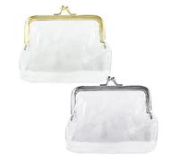 Clear Coin Purse Transparent Change Purse Small Wallet Money Bags Iron Mouth Clip Bag Portable Coin Bags Multifunctional Lipstick Bags 2PCS