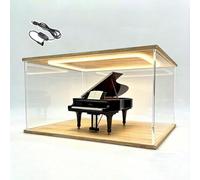 Clear Collectibles Acrylic Box Light Up with Wood Base, Large Storage Display Case for Action Figures Model Cars, Showcase Dust Cover for Miniatures Figurines(35x25x35cm/14x10x14in)