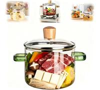 Clear Cooking Pots, High Borosilicate Cooking Pot, Cooking Pots for Stove Top Glass Saucepan, Glasses Stovetop Pot and Pan, Glass Pots with Lid to Cooking, Dishwasher Safe & Easy Clean (Green,2.3L)