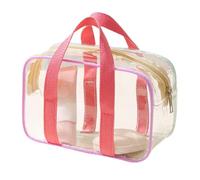 Clear Cosmetic Bag - Clear Toiletry Bag with Handle, Cosmetic Bag with Zipper | for Travel, Holiday, Going Out, Gym, Weekend Trip, Overnight Trips, Road Trips