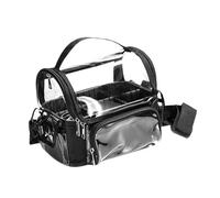 Clear Cosmetic Makeup Bag Organizer for Suitcase Traveling | PVC waterproof transparent front removable dividers pockets carry handle 27x20x21.5cm for home travel business