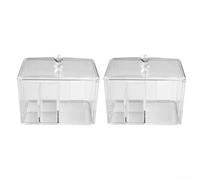 Clear Cotton Pad Dispenser Acrylic 4-Compartment Organiser (2 Pieces)