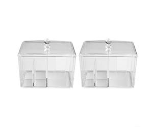 Clear Cotton Pad Dispenser Acrylic 4-Compartment Organiser (2 Pieces)
