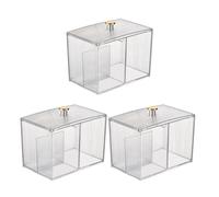 Clear Cotton Swab Holder With Dustproof Lid For Bathroom Vanity Countertop Storage Organizers Makeup Tool Clear Qtip Dispenser