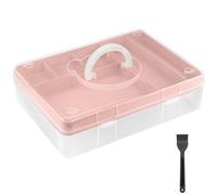 Clear Craft Stackable Craft Storage Box, with 7 Compartment Tray - Large Capacity Organizer for Medications, Sewing Supplies, Stationery, Art & Crafts - Space-Saving Design for Home & Office - Pink