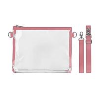 Clear Crossbody Bag Transparent Shoulder Bag Zip Up Waterproof Stadium Approved Clear Purse With Adjustable Shoulder Strap Messenger Bags For Concerts Sports Events Festival (Pink)