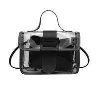 Clear Crossbody Satchel Purse Handbag Stadium Approved Vegan Leather Concert Bag For Women And over The Shoulder Bags for Women (Black, One Size)