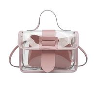 Clear Crossbody Satchel Purse Handbag Stadium Approved Vegan Leather Concert Bag For Women And Teen Girls Shoulder Bag (Pink, One Size)