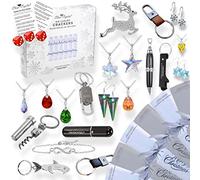 CLEAR CRYSTAL Christmas Crackers - Plastic Free Silver Luxury Xmas Crackers w/Unisex Gifts -Christmas Party Favours & Table Decor - Bonus Red + Gold Ribbons - Box of 6 Deluxe Crackers, One Size