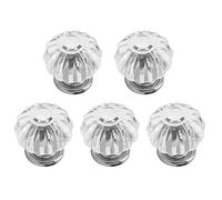 Clear Crystal Door Knobs,5 Pack 34mm Acrylic Pumpkin Knobs Acrylic Diamond Shape Handles for Dresser Cabinets and Drawers Wardrobe Cupboard Home Decorating