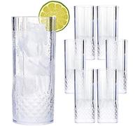 Clear Crystal Effect Plastic Highball Whiskey Wine Champagne Flute Glasses Drinks Cups Reusable Perfect for Home, Parties, Events - No More Broken Glasses - Slim Design (18, Highball)