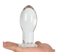 Clear Crystal Glass Anal Plug with Large Head and Long Neck for Advanced Users Adult Toy (Medium,Transparent)