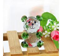 Clear Crystal Glass Decorative Animal Teddy Bear Figurines Paperweight Handmade Creative Gifts Office Home Wedding Decor (Green)