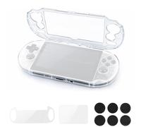 Clear Crystal Hard Shell Case Set for Sony PS Vita PSV 1000 PCH-1000 Game Console, Clear Protective Case with Tempered Glass Protective Films & Joystick Caps for Retro Game Enthusiasts