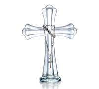 Clear Crystal Holy Cross Standing Figurine Church Prayer Home Decor