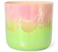 Clear Crystal Singing Bowl 432Hz 8 inch F Note, Gradient Colored Heart Chakra Quartz Sound Bowl for Meditation & Sound Bath, Including Suede Mallet & O-ring