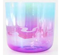 Clear Crystal Singing Bowl 432Hz 8 inch F Note with Suede Mallet & O-ring, Gradient Colored Heart Chakra Quartz Sound Bowl for Meditation & Sound Bath