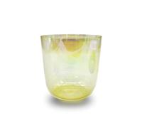 Clear Crystal Singing Bowl - Colored Aurora Borealis, 432Hz Sound Bowl Chakra Bowl with Heavy Duty Carrying Cases, Gift for Yoga Meditation & Sound Healing (Color : Yellow_9Inch F)