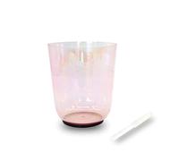 Clear Crystal Singing Bowl - Colored Aurora Borealis, 432Hz Sound Bowl Chakra Bowl with Heavy Duty Carrying Cases, Gift for Yoga Meditation & Sound Healing (Color : Pink_8Inch G)