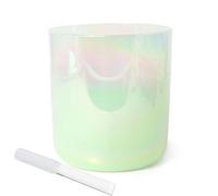 Clear Crystal Singing Bowl, Cosmic Light Alchemy Bowl, With Striker & O-ring For Yoga Meditation Sound Green Pearl Glare (432HZ 7 Inch E Note)