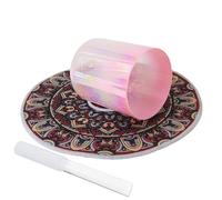 Clear Crystal Singing Bowl Set Pink Cosmic Light Alchemy Bowl for Yoga Meditation and Sound Healing 7 Inch F Note 432HZ Includes Striker and O ring Blanket
