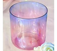 Clear Crystal Singing Bowl with Suede Mallet & O-ring, Colored Quartz Chakra Bowl for Yoga Meditation & Release Pressure(440Hz,6 inch E Note)
