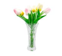 Clear Crystal Vase, 7 Inch Modern Glass Flower Vase, Table Centrepiece, Cabbage Flower Pattern Design Vases for Tulips, Orchids, Roses, Dried Flowers