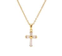 Clear Cubic Zirconia Cross Gold Necklace Religious Christian Catholics Choker Christmas Birthday Jewellery Gift for Women Daughter Granddaughter Auntie Friends