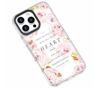 Clear Cute Case Compatible with iPhone 16 Pro Max for Girls Women,Bible Verse Pink Rose Floral Inspirational Scripture Quotes Proverbs 3:5 Soft Protective Case Compatible for iPhone 16 Pro Max