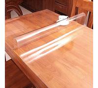 Clear Desk Cover Protector - Vinyl Cloth Table Protector, Wipeable and Waterproof, 1.2mm Thickness for Easy Cleaning and Pet Protection