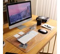 Clear Desk Pad, Non-Slip PVC Transparent Computer Protector Mat, Plastic Round Edge Writing Tablecloths for Home Office, Heat Resistant & Waterproof,Clear 1mm,11x40in