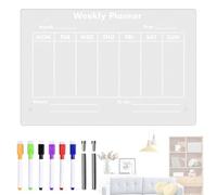 Clear Desk Planner, Clear Dry Erase Board Planner - Dry Erase Calendar Board Desktop Clear Memo Note Board with 6 Coloured Markers to Organize the Wedge