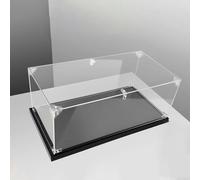 Clear Display Box Cabinet， Acrylic Counter Box Wood Base Self Assemble Cover For Purse Crystals Multi Sizes(55x55x25cm(22"x22"x10"))