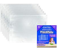 Clear Disposable Placemats for Baby, Toddler, Kids, Adults - Sticky Transparent Table Mat - Adhesive Table Topper Solutions for Schools, Airplane Tray Cover Disposable, Restaurant (40 Pack)
