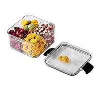 Clear Divided Serving Tray, 4 Compartment Food Container With Lid | Transparent Portable Snack Storage Box For Charcuterie Board Platters Party Picnic Kitchen Dining