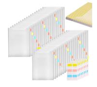 Clear Document Folder - Office Document Folder, Clear Documents Holder, Transparent File Holders, 30 Pieces Paper Pocket with 60 Sticky Index Tabs for Teachers Students Adults Home Office
