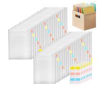 Clear Document Folder - Transparent Paper Holder Set, 30pcs Organizer with 60 Sticky Index Tabs, Reusable Sleeves, File Storage Organizer, Office School Supplies for Teachers Students