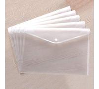 Clear Document Folders Transparent Filing Envelopes Waterproof Plastic Envelopes File Holder Filing Document Poly Envelope with Snap Button Closure for A4 Letter Paper Size (5 Pcs)