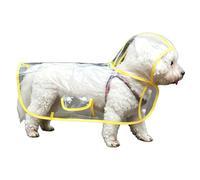 Clear Dog Raincoat Waterproof Poncho Suit with Hood for Pets | Durable EVA waterproof material offers rain protection while keeping your pet stylishly visible during walks. Yellow S