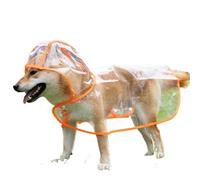 Clear Dog Raincoat with Hood, Waterproof Transparent Puppy Rain Poncho - Lightweight EVA Plastic Rain Jacket for Small Dogs(Orange,Xxxxxxl)