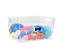 Clear Dog Toy Basket, Dog Toy Box ,Toy Basket Multi-Purpose Organizer with Handle,Dog Storage for Dog Toys, Coats, Clothing, Blankets, and Treats, Premium Quality, Easy to Clean