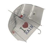 Clear Dome See Through Transparent Rain Walking Colour Changing Umbrella Brolly (I Love Rain)